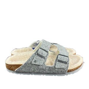 Birkenstock Women's Arizona Rivet Light Grey Fleece Lined Sandals Sz EU 40 US 9